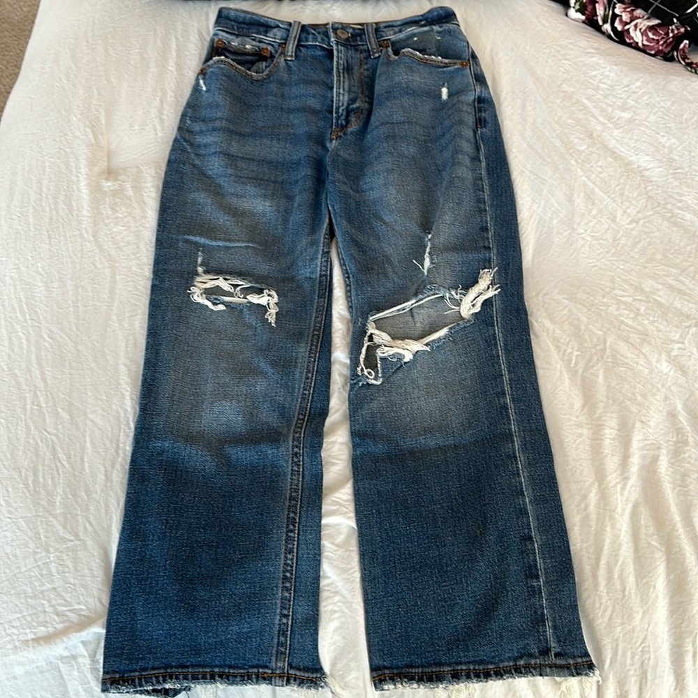 Ripped Abercrombie straight leg jeans
